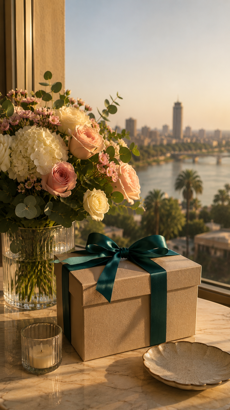 Florist arranging luxury flowers